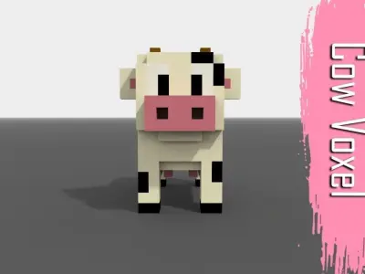 Voxel Cow Low-poly 3D model