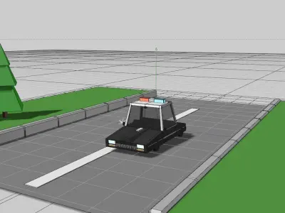 low poly car bus road Free 3D model