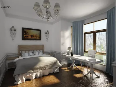 Grey Bedroom Interior Set Free 3D model