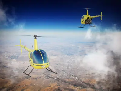 Small yellow helicopter 3D model