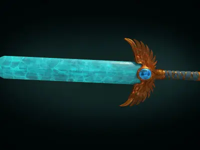 Blessed Sea  Fantasy Sword 3D Model Game-Ready  PBR Textured 3D model