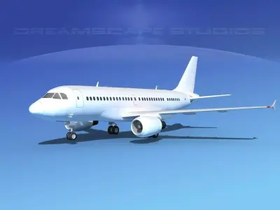 Airbus A319 Unmarked 1 3D model