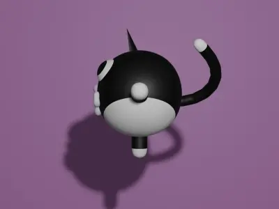 Ball Cat Blender Rigged Free 3D model