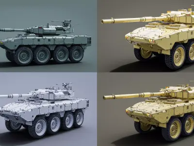 Tank destroyer Machine  Vehicle Low-poly 3D model