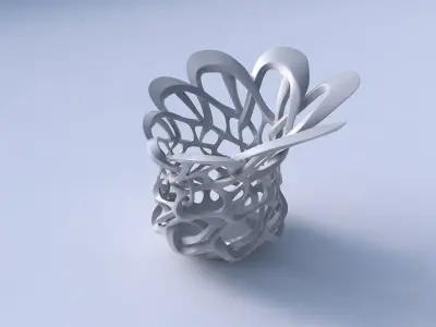 Bowl cylindrical with interlacing sharp edged lattice eccentr... 3D model