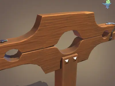 Pilori wooden cross Low-poly 3D model