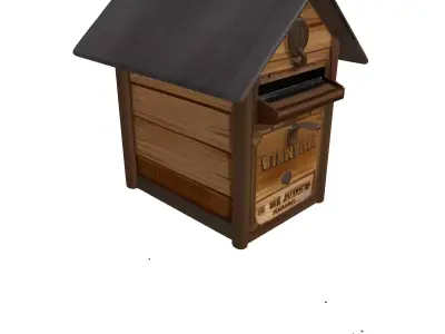 Rustic Wooden Mailbox with Post 3D model