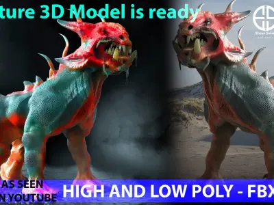 Creature-Dog Full 3D model -Animal-Zbrush-Blender Free low-poly 3D model