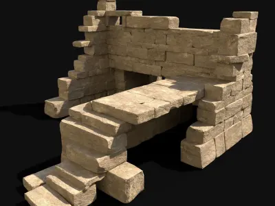 ARABIC DESERT RUINS EGYPTIAN SAND STONE BIBLICAL Low-poly 3D model
