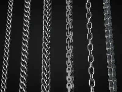 Chains group of chain links 3D model