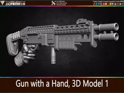 Gun with Hand 01 3D Model 3D print model