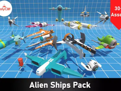 Alien Ship Pack Low-poly 3D model