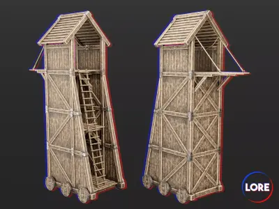 Medieval Siege Engine Tower Low-poly 3D model