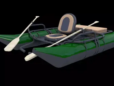 River Fishing Pontoon  Low-poly 3D model