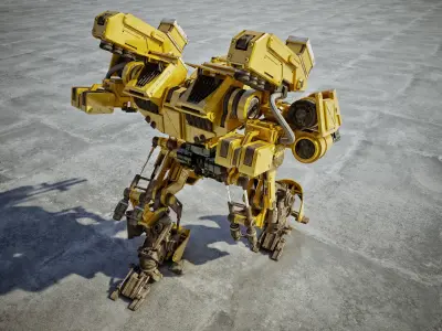 Sci-fi attacking robot 3D model