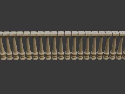 Classical Stone Balustrade 3D Scan Low-poly 3D model