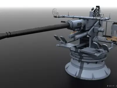Bofors 40mm gun Low-poly 3D model