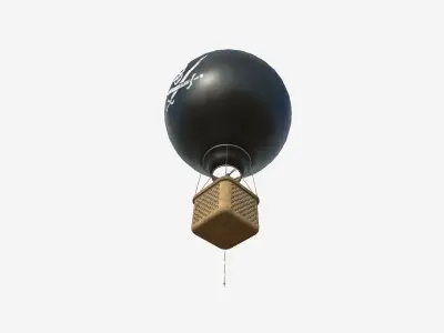 Balloon Hot Air 08 Pirate Skull - Aircraft Cartoon Low-poly 3D model