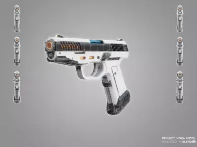 low poly sci-fi gun Low-poly 3D model purchase