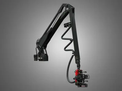 Forwarder Crane Coordinate System with Harvester Head 3D model