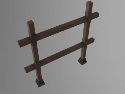 Wooden Vertical Ladder Low-poly 3D model