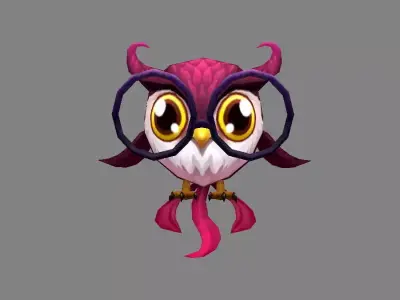 Cartoon bird - owl Low-poly 3D model