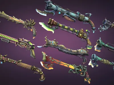 Fantasy muskets Low-poly 3D model
