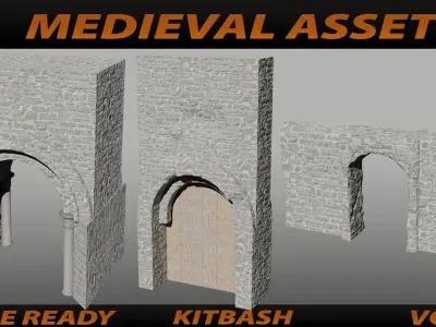 MEDIEVAL ASSETS KITBASH VOL 01 Low-poly 3D model