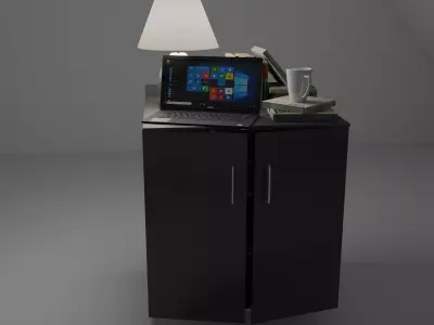 TABLE lamp and books on Free low-poly 3D model