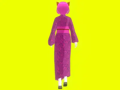Traditional Anime Catgirl Chiyo Low-poly 3D model