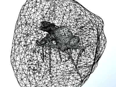 3D Amber Fossil with Preserved Mosquito Low-poly 3D model