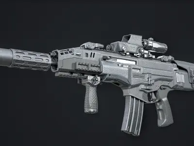 Modern Assault Rifle Low-poly 3D model