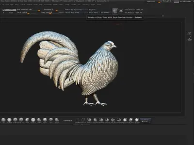 Rooster silver 3D model