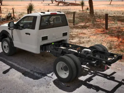 Crew Cab 2023 Ford Super Duty F-550 Lariat Bare Chassis White 3D model
