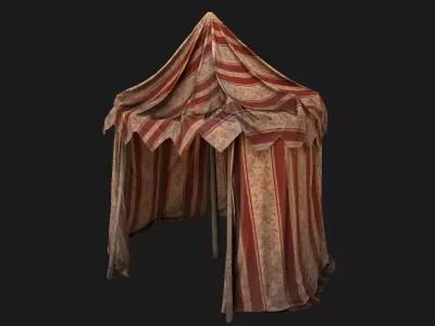 Medieval Fair Tent Market Stall Low-poly 3D model