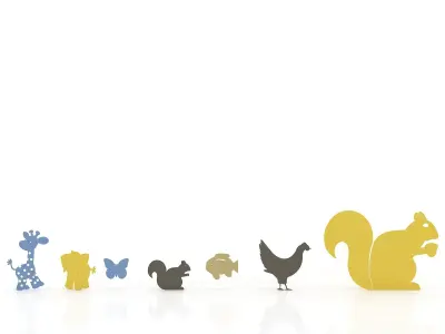 Animals 5 zoo animal wall decals 3D model