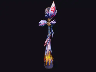 Magic Wand Rod Stick Fairy Staff Scepter Inventory Item Low-poly 3D model