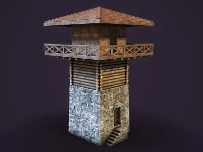 Roman Watchtower Low-poly 3D model