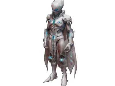 scifi fantasy bioluminescent morph guardian from another worl... 3D model