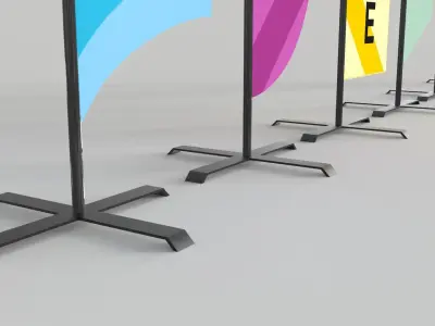 Banner Commercial Flags Low-poly 3D model