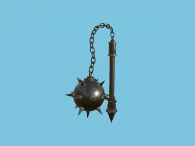 Medieval Flail 04 Black Dark - Character Fantasy Weaponry Low-poly 3D model