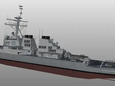 Arleigh Burke class destroyer ddg51 very low poly 3d model Low-poly 3D model
