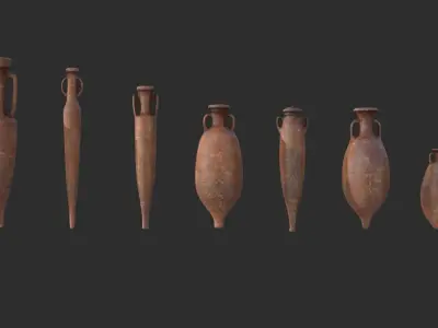 Amphora - Damaged Red Terracotta Low-poly 3D model