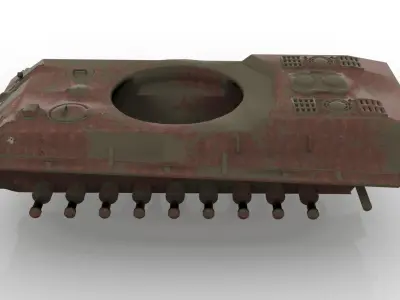 Rusting Tank wreckage Low-poly 3D model