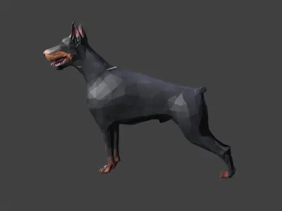 low poly dog doberman Low-poly 3D model