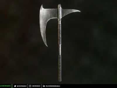 Dragonslayers Crescent Axe - PBR game ready 3d weapon Low-poly 3D model