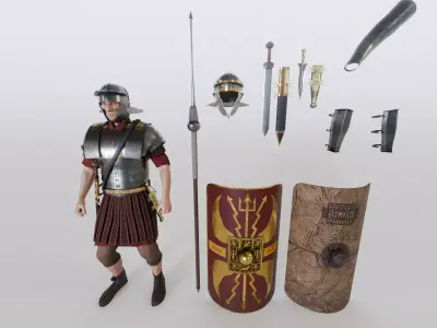 Roman Legionary Leg IX Hispana 120 AD - Rigged Low-poly 3D model