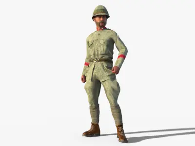 Steampunk Soldier Rigged Animated Low-poly 3D model