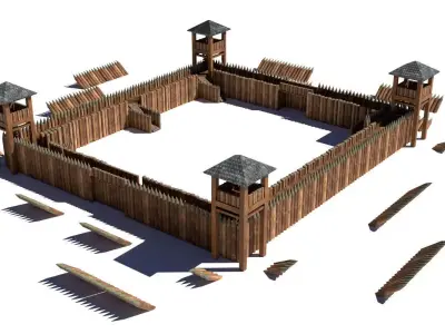 Fort Modular Low-poly 3D model