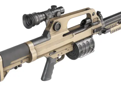 PBR Chinese QLB-06 Grenade Launcher Low-poly 3D model